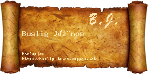 Buslig János névjegykártya